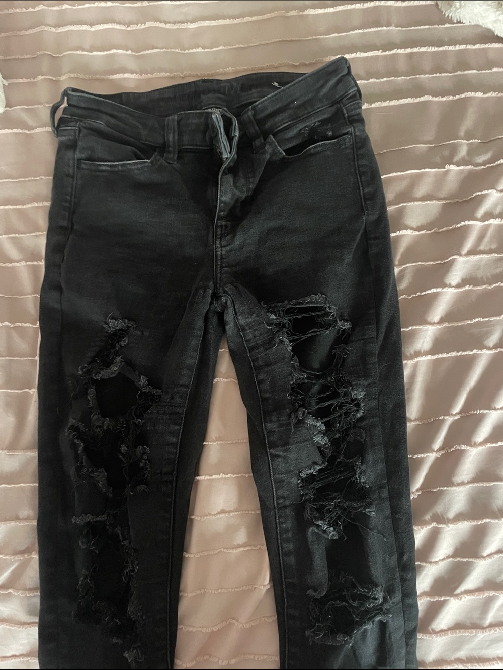 American Eagle Outfitters Black Skinny Distressed Jeans